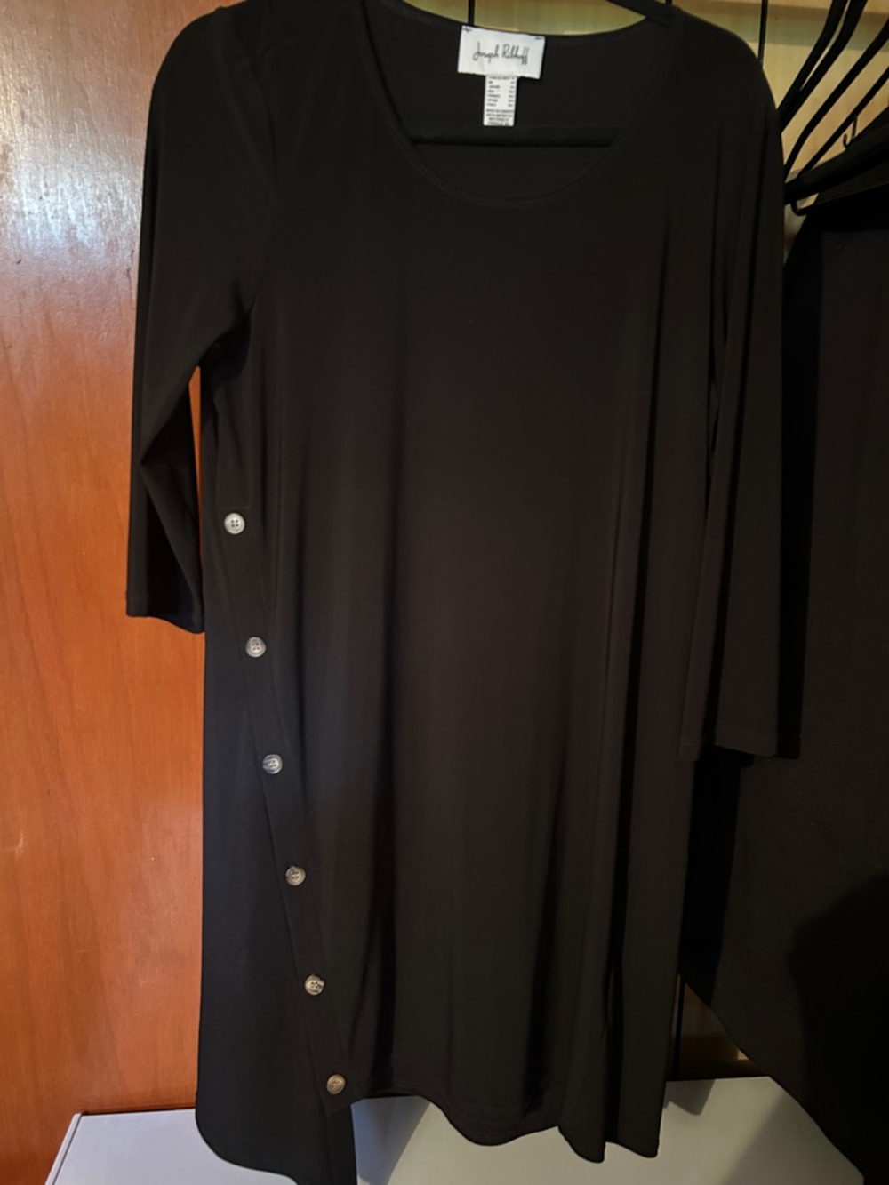Joseph Ribkoff Black Long-Sleeve Side-Button Dress